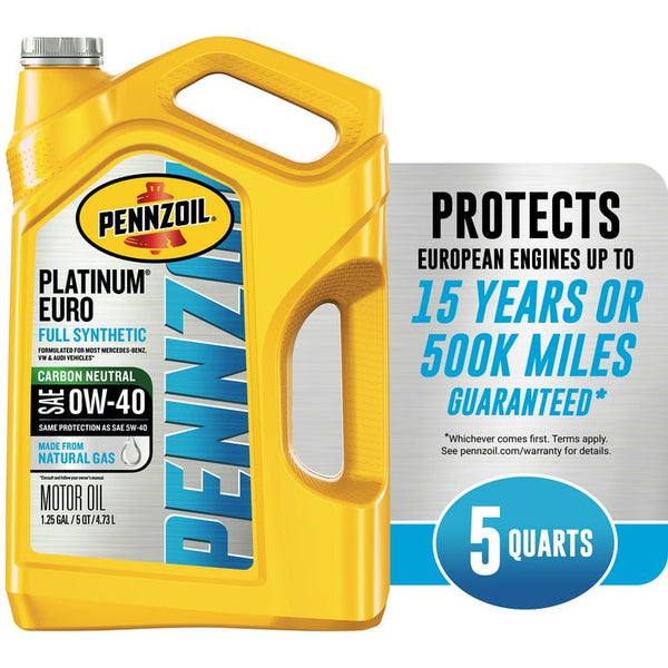 Pennzoil Platinum Euro Full Synthetic 0W-40 Motor Oil, 5 Quart EasyOptionXY LLC