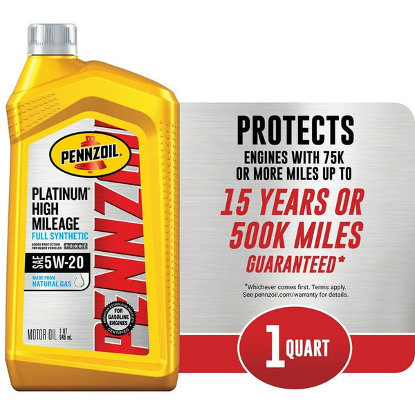Pennzoil Platinum High Mileage Full Synthetic 5W-20 Motor Oil, 1 Quart EasyOptionXY LLC