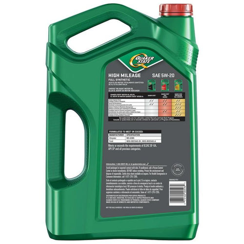 Quaker State High Mileage Full Synthetic 5W-20 Motor Oil, 5 Quart EasyOptionXY LLC