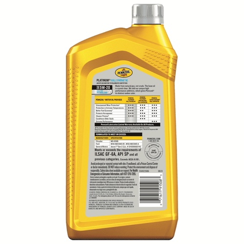 Pennzoil Platinum Full Synthetic 5W-20 Motor Oil, 1-Quart EasyOptionXY LLC