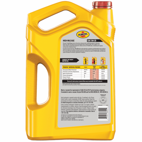 Pennzoil High Mileage 5W-20 Motor Oil for Vehicles over 75K Miles, 5 Quart EasyOptionXY LLC
