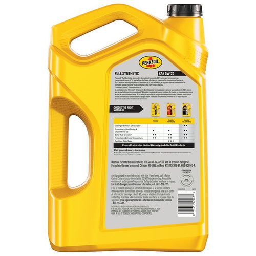 Pennzoil Full Synthetic 5W-20 Motor Oil, 5 Quart EasyOptionXY LLC