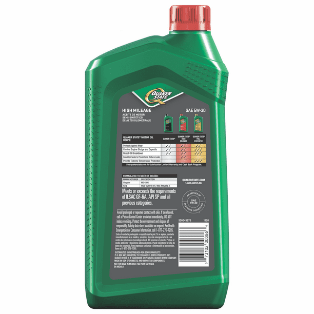 Quaker State High Mileage 5W-30 Synthetic Blend Motor Oil, 1 Quart EasyOptionXY LLC