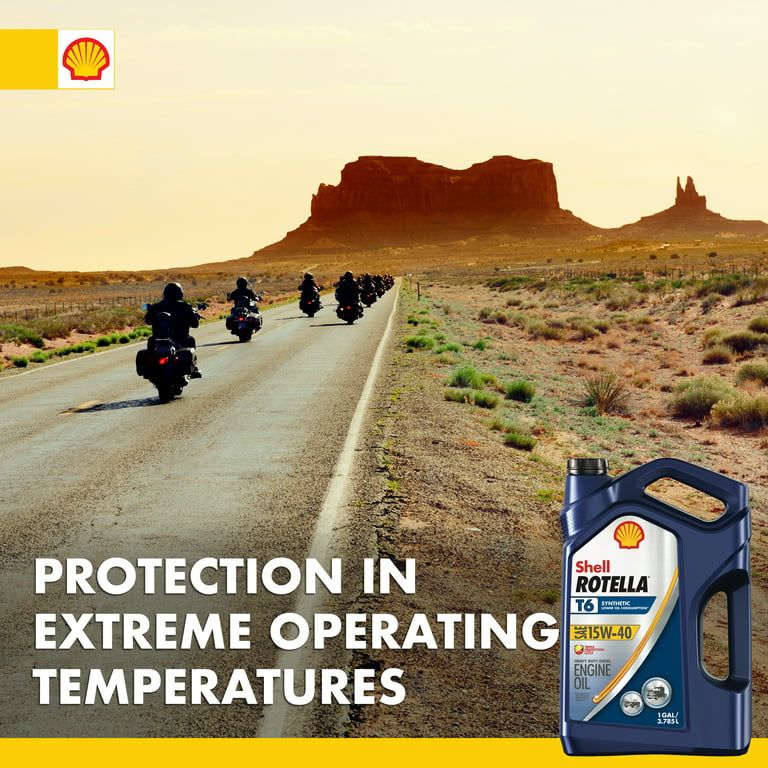 (3 pack) Shell Rotella T6 Full Synthetic 15W-40 Diesel Engine Oil, 1 Gallon (3 Pack Case) EasyOptionXY LLC