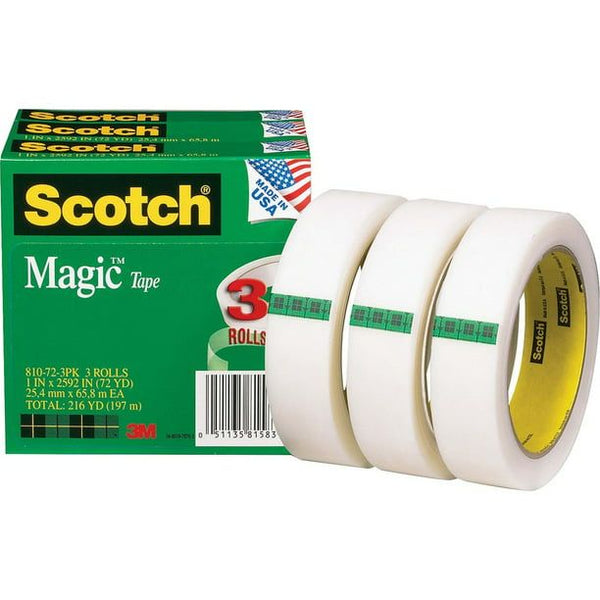 Scotch Magic Tape 1" x 2592" 3" Core 3/Pack, Clear EasyOptionXY LLC
