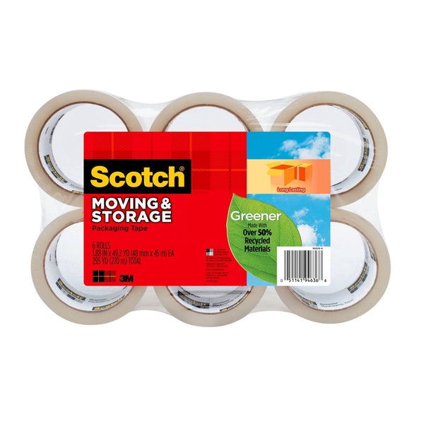 Scotch Greener Packaging Tape, 1.88" x 49.2 yd., Clear, 6 Rolls EasyOptionXY LLC