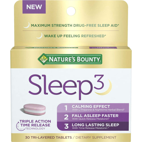 Nature's Bounty Sleep3 Melatonin, Maximum Strength Drug Free Sleep Aid, Tri-Layered Tablets, 10 mg, 30 Count EasyOptionXY LLC