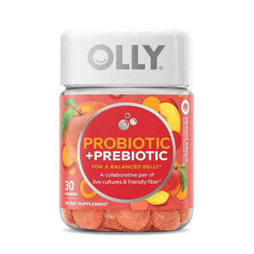 OLLY Probiotic + Prebiotic Gummy, Digestive + Gut Health Supplement, Peach, 30 Count EasyOptionXY LLC