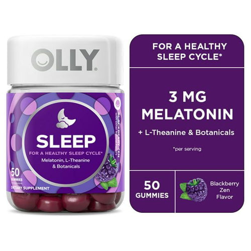 OLLY Sleep Gummy Supplement, 3mg Melatonin, L Theanine, Chamomile, Blackberry, 50 Count EasyOptionXY LLC
