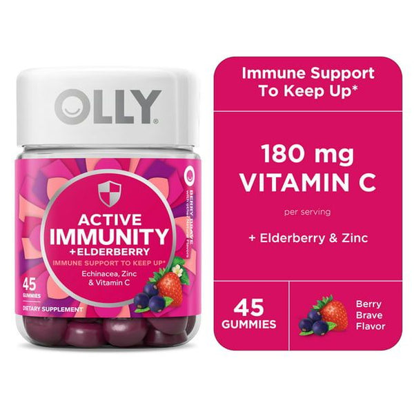 OLLY Immunity Gummy, Immune Support, Elderberry, Zinc, Vitamin C, 45 Count EasyOptionXY LLC