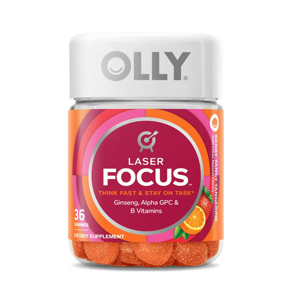 OLLY Laser Focus Gummy, Ginseng, Alpha GPC, B Vitamin, Supplement, Berry Tangerine, 36 Count EasyOptionXY LLC