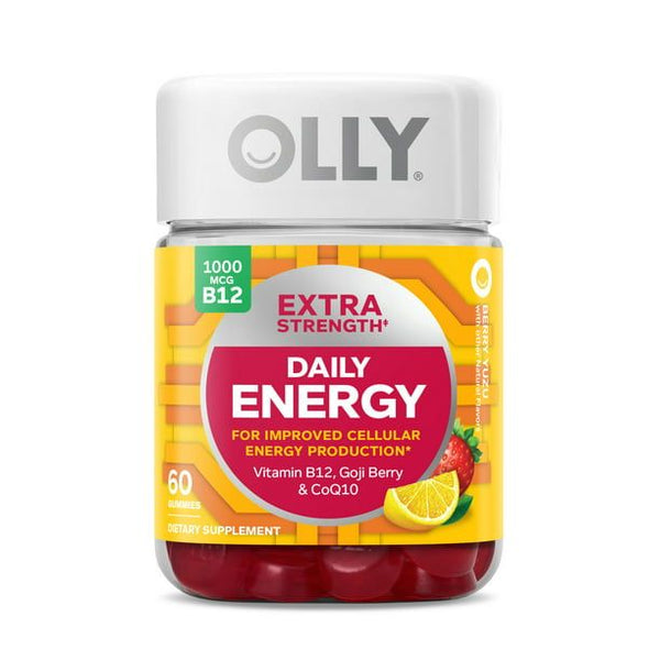 OLLY Extra Strength Daily Energy Gummy Supplement with CoQ10 & B12, Caffeine Free, Berry Yuzu, 60 Count EasyOptionXY LLC