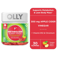 OLLY Metabolism Gummy Rings, Apple Cider Vinegar, B12, Chromium, Apple Flavor, 30 Count EasyOptionXY LLC