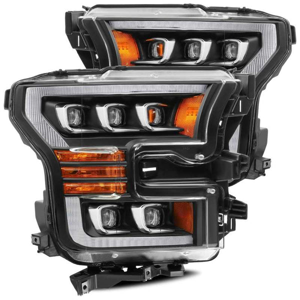 AlphaRex 15-17 Ford F150 / 17-20 F150 Raptor NOVA-Series LED Projector Headlights Black OffRoadUSA.com