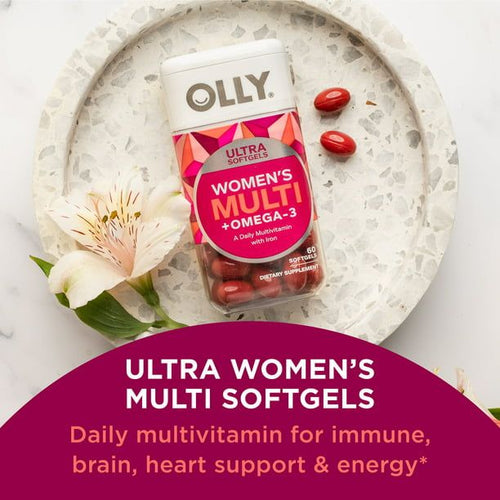 OLLY Ultra Strength Women's Multi + Omega-3 Softgels, Daily Vitamin, 60 Count EasyOptionXY LLC