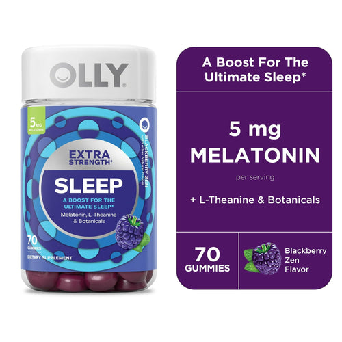 OLLY Extra Strength Sleep Gummy Supplement, 5mg Melatonin, L Theanine, Blackberry, 70 Count EasyOptionXY LLC