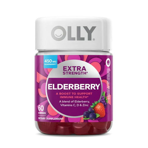 OLLY Extra Strength Elderberry Gummies, Immune Support, Vitamin C, D, Zinc, Berry, 60 Count EasyOptionXY LLC