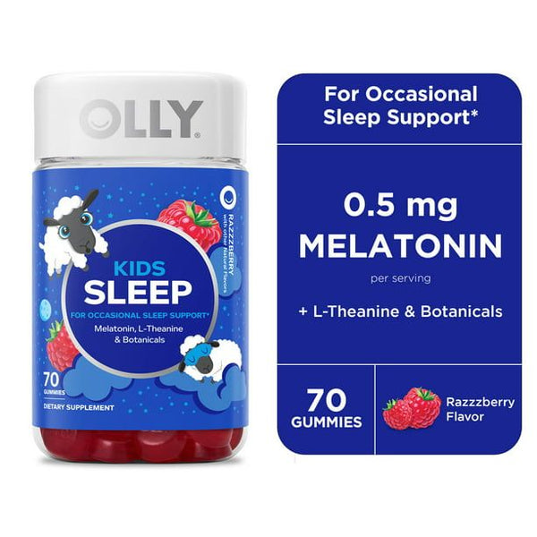 OLLY Kids Sleep Gummy, 0.5mg Melatonin, Raspberry, 70 Count EasyOptionXY LLC