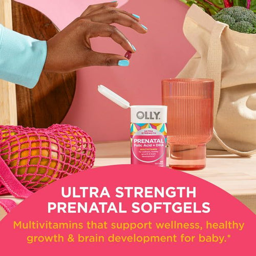 OLLY Ultra Strength Prenatal Multivitamin Softgels, Folic Acid + DHA, 60 Count EasyOptionXY LLC