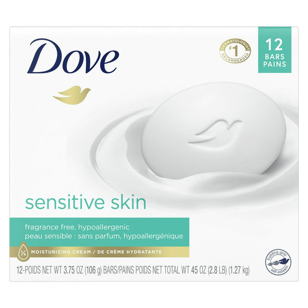 Dove Beauty Bar Sensitive Skin More Moisturizing Than Bar Soap, 3.75 oz, 12 Bars EasyOptionXY LLC