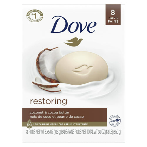 Dove Restoring Coconut And Cocoa Butter Beauty Bar Soap for Skin Care, 3.75 oz, 8 Bars EasyOptionXY LLC