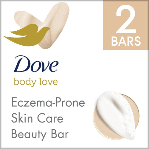 Dove Body Love Beauty Bar Soap Eczema-Prone Skin Care with Colloidal Oatmeal Fragrance-Free, 7.5 oz, 2 Bars EasyOptionXY LLC