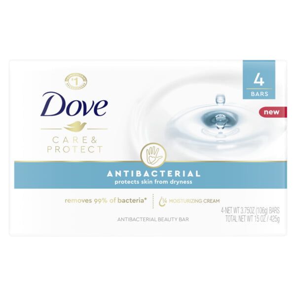 Dove Care & Protect Antibacterial Moisturizing Soap, 3.75 oz, 4 Bars EasyOptionXY LLC