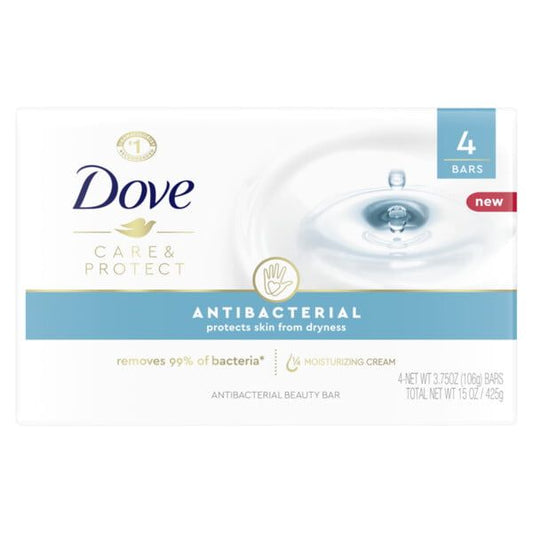 Dove Care & Protect Antibacterial Moisturizing Soap, 3.75 oz, 4 Bars EasyOptionXY LLC