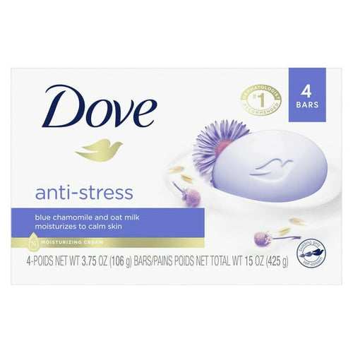 Dove Anti-Stress Blue Chamomile And Oat Milk Cream Bar 3.75 oz, 4 Count EasyOptionXY LLC