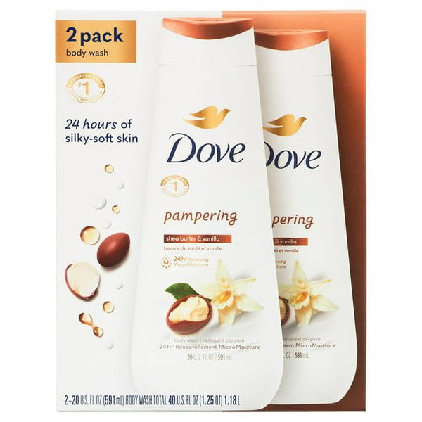 Dove Pampering Shea Butter & Vanilla Liquid Body Wash, 20 oz, 2 Count EasyOptionXY LLC