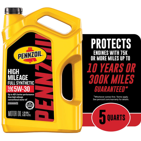 Pennzoil Full Synthetic High Mileage 5W-30 Motor Oil, 5 Quart EasyOptionXY LLC