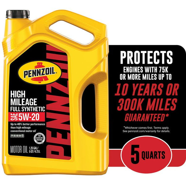 Pennzoil Full Synthetic High Mileage 5W-20 Motor Oil, 5 Quart EasyOptionXY LLC