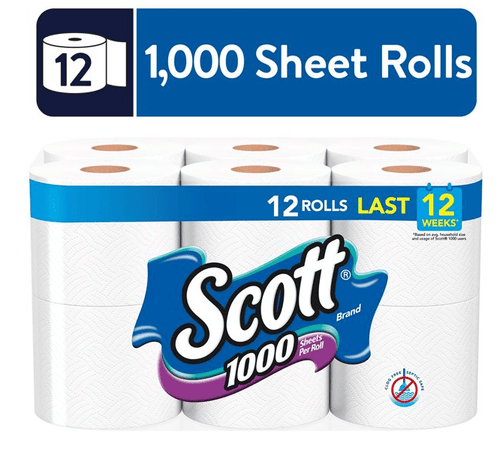 Scott 1,000 Toilet Paper, 12 Rolls, 1,000 Sheets per Roll EasyOptionXY LLC