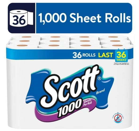 Scott 1,000 Toilet Paper, 36 Rolls, 1,000 Sheets per Roll EasyOptionXY LLC