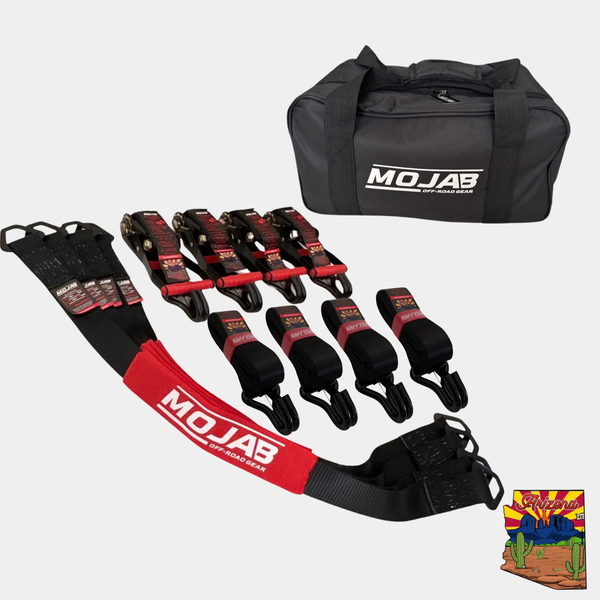 2" x 10' Ratchet Tie-Down (Closed hook) and 2'' x 39'' Axle Tie-Down Set (Pack of 4) (Lifetime Warranty) MOJAB OFFROAD