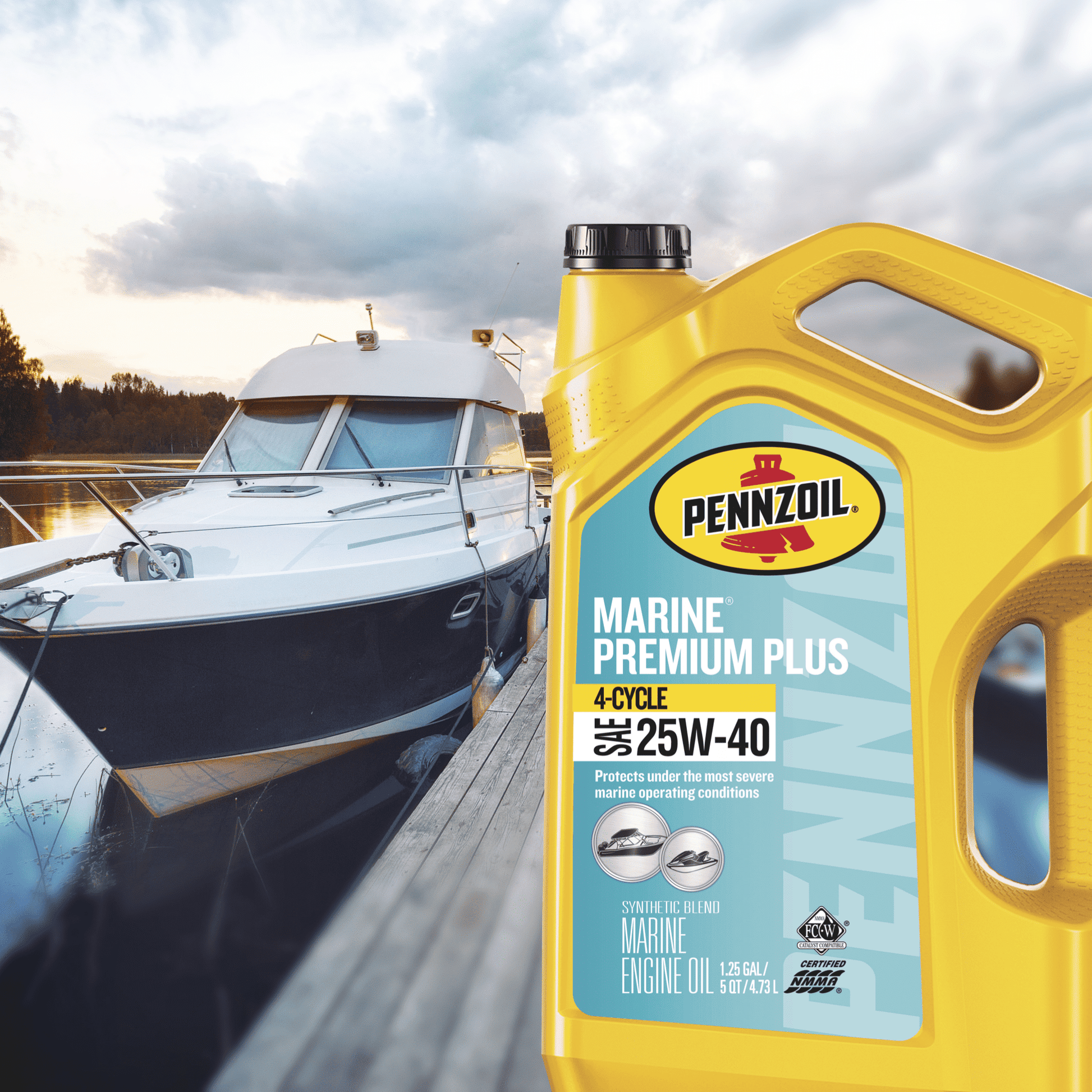 Pennzoil Marine Premium Plus Outboard 4-Cycle 25W-40 Engine Oil, 1 Gallon EasyOptionXY LLC