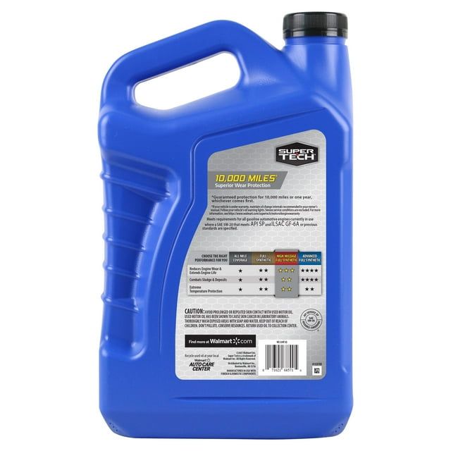 Super Tech High Mileage Full Synthetic SAE 5W-20 Motor Oil, 5 Quarts EasyOptionXY LLC