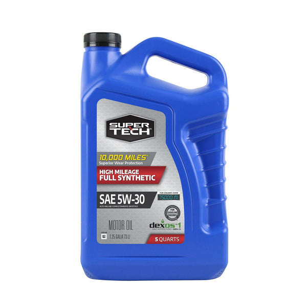 Super Tech High Mileage Full Synthetic SAE 5W-30 Motor Oil, 5 Quarts EasyOptionXY LLC