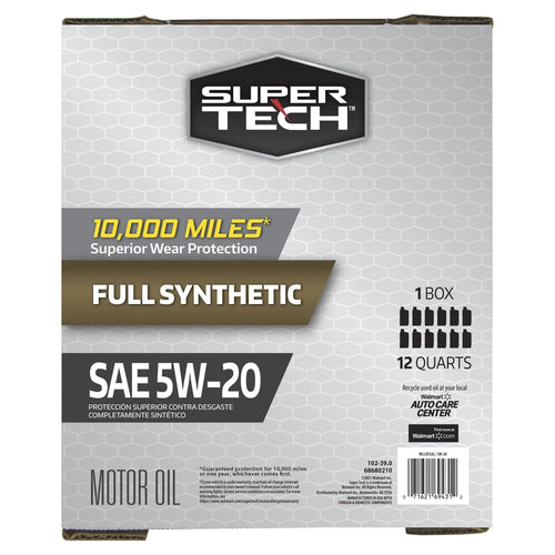 Super Tech Full Synthetic SAE 5W-20 Motor Oil, 12 Quart Bag (3 gallons) EasyOptionXY LLC