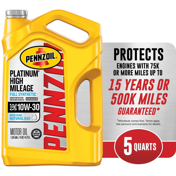 Pennzoil Platinum High Mileage Full Synthetic 10W-30 Motor Oil, 5 Quart EasyOptionXY LLC