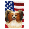 Phalene Dog American Flag Flag Canvas House Size EasyOptionXY LLC