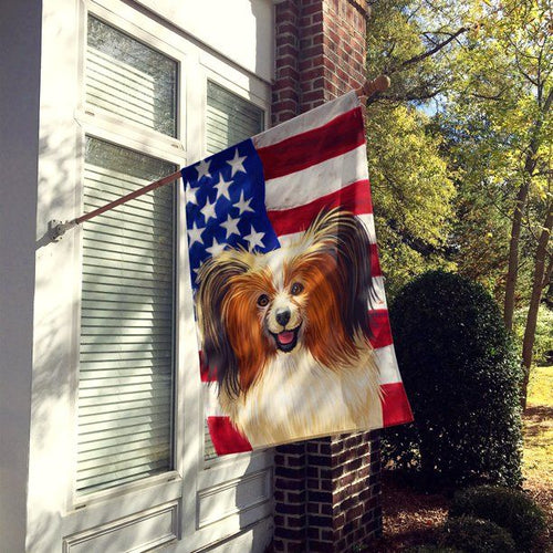 Phalene Dog American Flag Flag Canvas House Size EasyOptionXY LLC