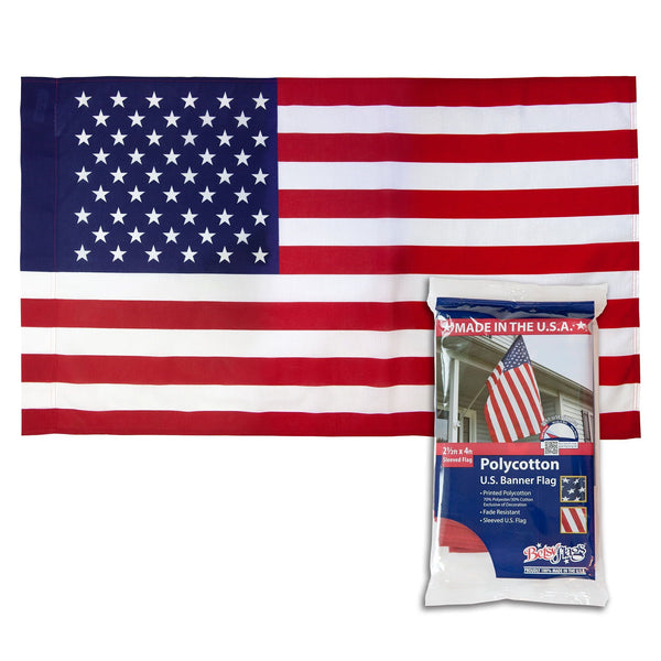 Printed Polycotton American Flag, Sleeved Banner Betsy Flags, 2.5' x 4' EasyOptionXY LLC