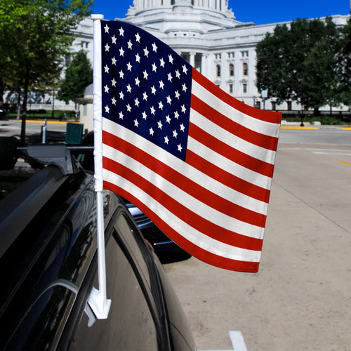 American Two-Sided Car Flag, 11" x 14" with 19" Pole by Rico Industries EasyOptionXY LLC