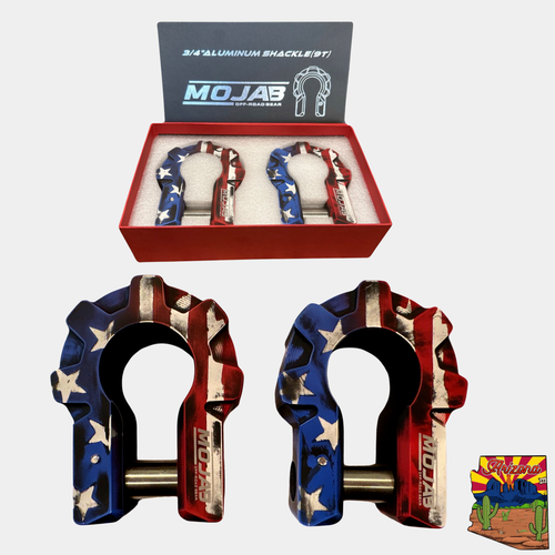 American Flag - 3/4'' Extreme duty Aluminum Shackle set (9T) - (LIFE TIME WARRANTY*) MOJAB OFFROAD