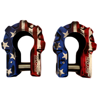 American Flag - 3/4'' Extreme duty Aluminum Shackle set (9T) - (LIFE TIME WARRANTY*) MOJAB OFFROAD