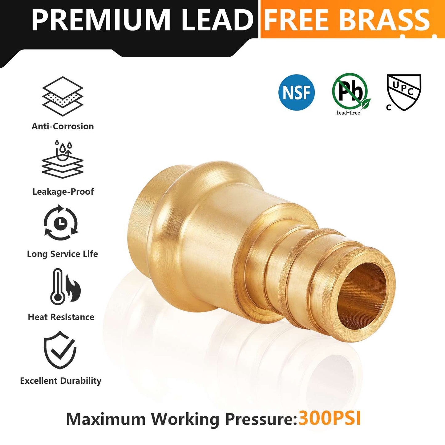 30 Pcs 1" Press x 1" PEX Expansion Brass Adapter (Lead Free)