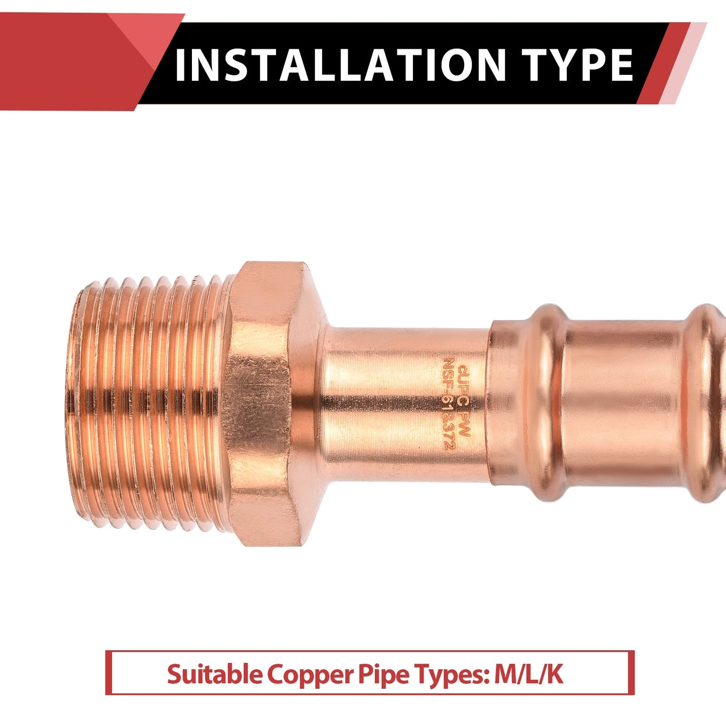 30 Pcs 1/2" FTG Press x 3/4" Male Threaded Copper Street Adapter (Lead Free)