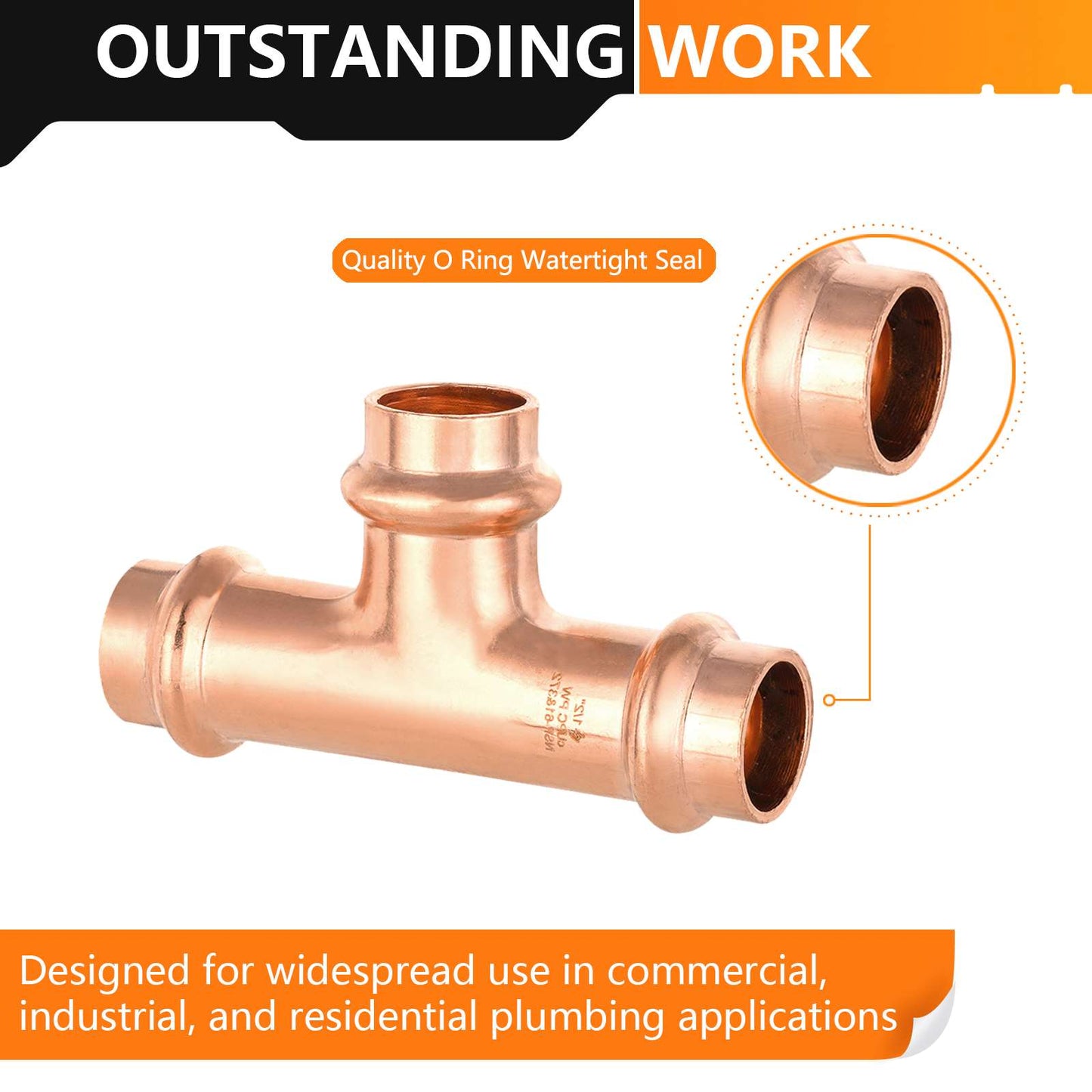 Pro 10 Pack 1/2" Press Copper Tee