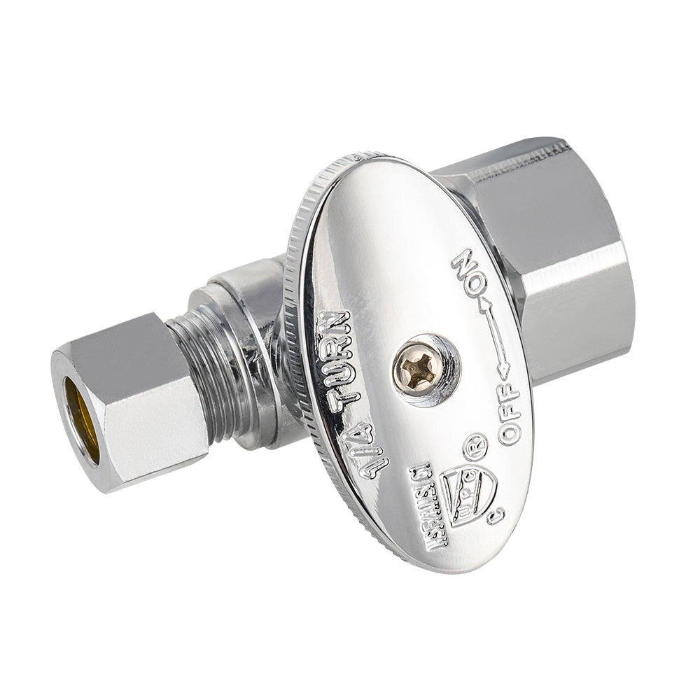 10 Pcs 1/2" Nominal (5/8" OD) Compr. x 3/8" OD Compr. Straight Stop Valve, 1/4 Turn (Lead Free) Plumbingsell
